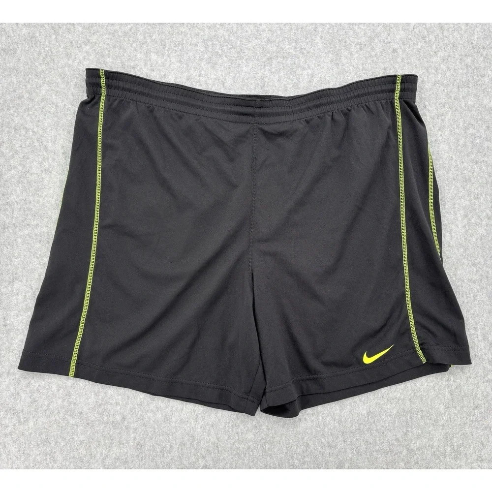 Nike‎ Dri-FIT Running Training Shorts Men's Large Black Neon Green 6